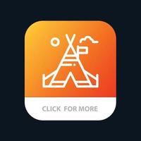 botón de la aplicación móvil de tienda de campaña libre de carpa versión de línea android e ios vector