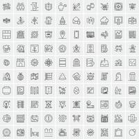 paquete de 100 iconos de líneas universales para móviles y web vector