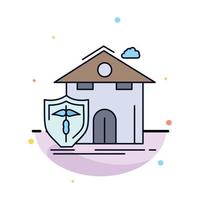 seguro hogar casa protección contra accidentes color plano icono vector