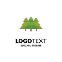 forest camping jungle tree pines Flat Color Icon Vector