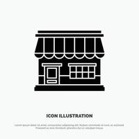 Shop Online Market Store Building solid Glyph Icon vector