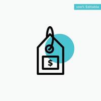 Tag Dollar Label Interface turquoise highlight circle point Vector icon