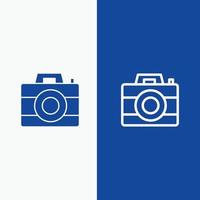 Camera Computer Digital Technology Line and Glyph Solid icon Blue banner Line and Glyph Solid icon B vector