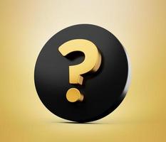 Gold question mark bubble icon sign 3d illustration photo