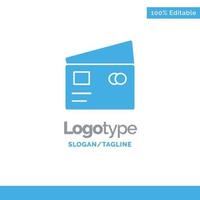 Credit Debit Global Pay Shopping Blue Solid Logo Template Place for Tagline vector