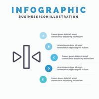 reproducir pausar el icono de la línea de medios con 5 pasos de fondo de infografía de presentación vector