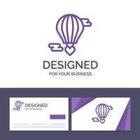 Creative Business Card and Logo template Flying Balloon Hot Balloon Love Valentine Vector Illustrati