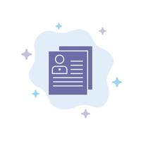 Profile About Contact Delete File Personal Blue Icon on Abstract Cloud Background vector