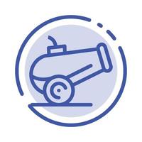 Canon Weapon Blue Dotted Line Line Icon vector