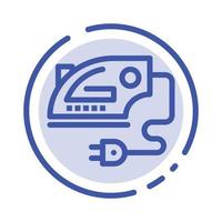 Electric Home Iron Machine Blue Dotted Line Line Icon vector