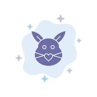 Rabbit Bunny Love Cute Easter Blue Icon on Abstract Cloud Background vector