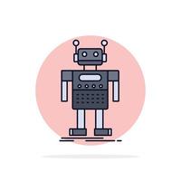 robot Android artificial bot technology Flat Color Icon Vector