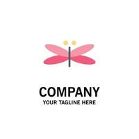 Dragon Dragonfly Dragons Fly Spring Business Logo Template Flat Color vector