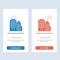 Building Office Tower Head office  Blue and Red Download and Buy Now web Widget Card Template vector
