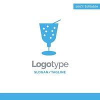 bebida de playa jugo azul plantilla de logotipo sólido lugar para el eslogan vector