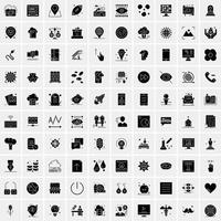 Set of 100 Universal Solid Icons vector