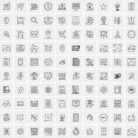 paquete de 100 iconos de líneas universales para móviles y web vector