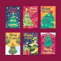 Christmas Tree Greeting Cards Template vector