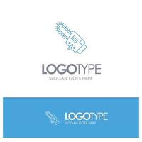 Saw Circular Blade Cordless Blue outLine Logo with place for tagline vector