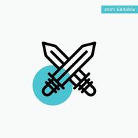 Sword Fencing Sports Weapon turquoise highlight circle point Vector icon