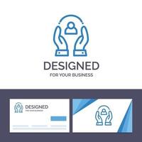 tarjeta de visita creativa y plantilla de logotipo cuidado cuidado personas humanas protección ilustración vectorial vector