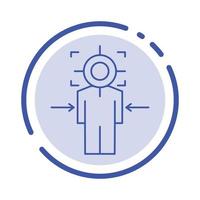 Man Focus Target Achieve Goal Blue Dotted Line Line Icon vector