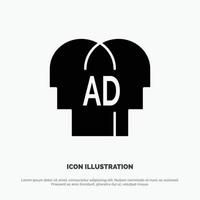 Elementary Knowledge Abc Brian solid Glyph Icon vector