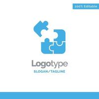 Jigsaw Puzzle Science Solution Blue Solid Logo Template Place for Tagline vector