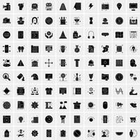 Set of 100 Universal Solid Icons vector