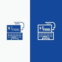 Digital Banking Bank Digital Money Online Line and Glyph Solid icon Blue banner Line and Glyph Solid vector