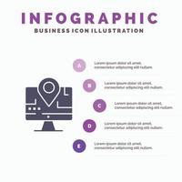 Computer Map Location Education Infographics Presentation Template 5 Steps Presentation vector