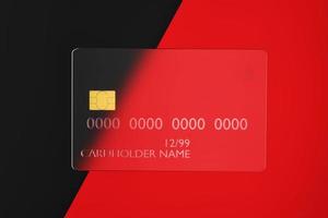 Credit card on dark red background, 3d illustration photo