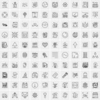 Pack of 100 Universal Line Icons for Mobile and Web vector