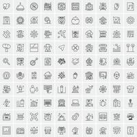 paquete de 100 iconos de líneas universales para móviles y web vector