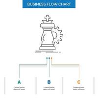 strategy. chess. horse. knight. success Business Flow Chart Design with 3 Steps. Line Icon For Presentation Background Template Place for text vector