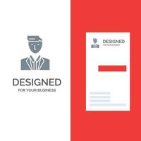 Boss Ceo Head Leader Mr Grey Logo Design and Business Card Template vector