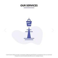 Our Services Australia Australian Building Sydney Tower TV Tower Solid Glyph Icon Web card Template vector