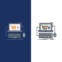 Cart online shop store game Flat Color Icon Vector