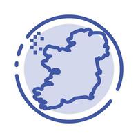 mapa del mundo irlanda azul línea punteada icono de línea vector