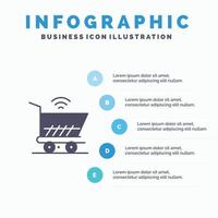 carro carrito wifi compras icono sólido infografía 5 pasos presentación antecedentes vector