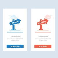Canada Direction Location Sign  Blue and Red Download and Buy Now web Widget Card Template vector