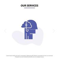 Our Services Borrowing Ideas Addiction Catch Habit Human Solid Glyph Icon Web card Template vector