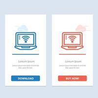 Laptop Computer Signal Wifi  Blue and Red Download and Buy Now web Widget Card Template vector