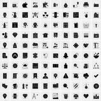 Set of 100 Universal Solid Icons vector