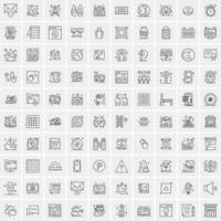 paquete de 100 iconos de líneas universales para móviles y web vector