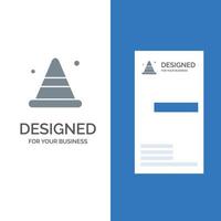 Alert Cone Construction Road Grey Logo Design and Business Card Template vector