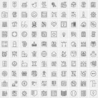 paquete de 100 iconos de líneas universales para móviles y web vector