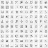 paquete de 100 iconos de líneas universales para móviles y web vector