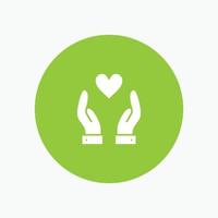 Hand Love Charity white glyph icon vector