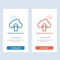 Arrow Upload Up Cloud  Blue and Red Download and Buy Now web Widget Card Template vector